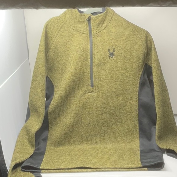 Spyder men’s green/black 1/4 zip fleece lined pullover, size M - Picture 3 of 7
